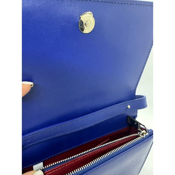 RARE Off-White Leather Jitney 0.5 Flag Bag Blue New without Tags - Picture 12 of 15